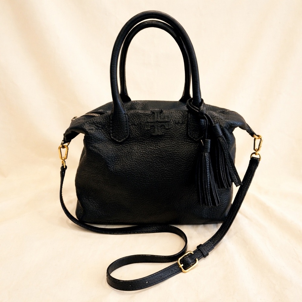 Tory Burch McGraw Slouchy Leather Satchel in Black - EUC